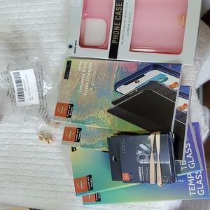 7 PIECE PINK CELL PHONE CASE WITH 4 TEMPERED GLASS SCREEN PROTECTORs..13 PRO MAX